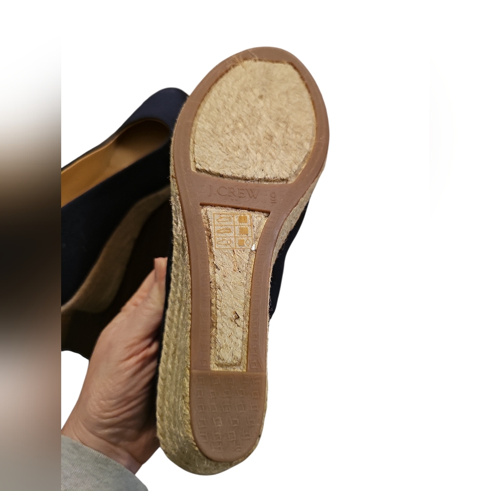 J. Crew Seville Navy Blue Canvas espadrille wedges Sz 9 - Picture 6 of 6